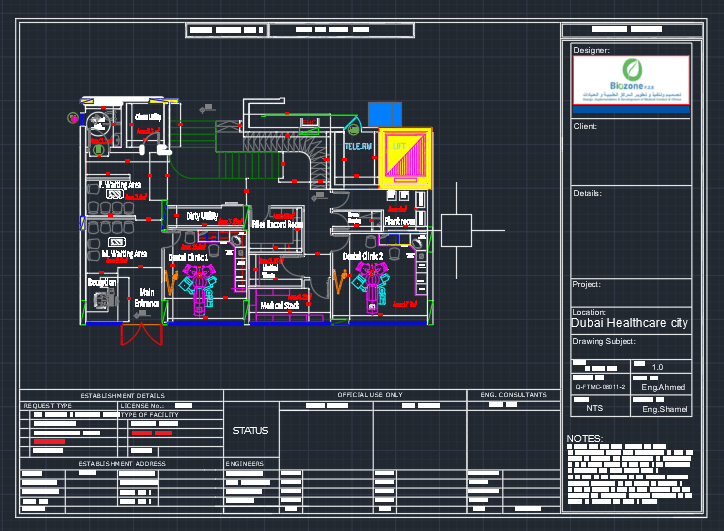 Medical Clinic AutoCAD Drawing With Biozone F.Z.E